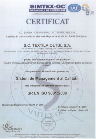 ISO 9001 certificate